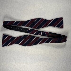 Vintage Bert Pulitzer Bow Tie Maroon Blue Self-Tie Adjustable 13 3/4 - 18 USA
